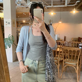 Korean Beautiful Thin V-Neck Seven-Sleeve Knitted Cardigan Women 2026 New Beautiful Small Outer Hoodie Shirt