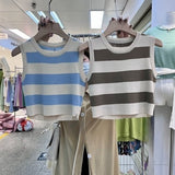 South Korea's Dongdaemun 2026 Summer New Hit Striped Knitted Vest Women Design Small Vest Top