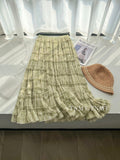Rotating Skirt ~ Blue Lattice Mesh Yarn Half-Dress Woman Oversized Swing A Word Hundred Fold Skirt Wood Ear Splicing Cake Skirt
