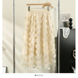Heavy Industry Three-Dimensional Flower Mesh Yarn A-Word Half-Dress Women Autumn 2025 New Design Sense High-Rise Thin Fairy Skirt