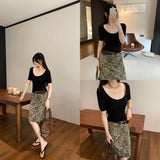 Beautiful Pink U-Neck Threon Shoulder Five-Sleeved T-Shirt 2026 New Small Kochi Beautiful Top