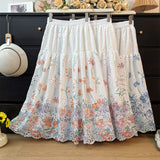Sweet Little Fresh Flower Embroidery Hollow Skirt Girl Spring 2026 Tight High Waist Thin A Word Big Swing Umbrella Skirt