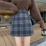 Hairy Lattice Skirt Women's Dress 2025 Spring And Autumn Winter New High-Waist Retro A-Character Skirt With A Short Skirt