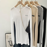 2026 Spring And Summer Design Sense Bottom Long Sleeves Thin Sexy Perspective Hot Girl T-Shirt Blouse New Explosion