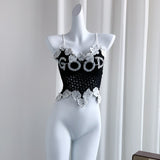 Real Shooting Pure Lust Wind Bump Color Lace Splicing Hollow Knitted Slings Women Summer Sexy Sleeveless Vest Repair Body