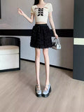Summer New Cake Skirt Rose Petal Chiffon Skirt Pony Skirt Lace Folding Skirt