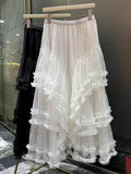Heavy Industry Lace Splicing Mesh Dress Dress Women 2025 New A-Shaped Yarn Dress Sweet Princess Ponpong Cake Dress