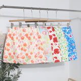 Oil Painting Print High-Rise Half-Dress Anti-Light A-Word Bag Babes Holiday Broken Flower Short Skirt Female 6116