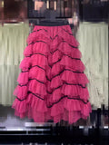 Lace Jagged Cake Skirt Net Dress Long Dress 2025 Autumn And Winter New High-Rise Thin Fairy Ponum Skirt Skirt