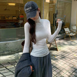 Silk Wool Skin Comfortable White High-Necked Bottom Shirt Women Take Autumn And Winter 2004 New Long-Sleeved T-Shirt