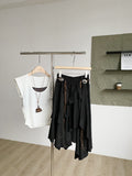 Korean Version Of The Cool Wind High Waist Irregular Half-Dress Woman 2025 Autumn New Fashion Design Feeling A Font Skirt