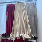 Specially For Women's Clothing New Temperament With Heavy Industry Petals Wood Ear 100 Folded Skirt