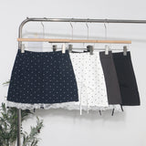 Real Shooting Lace Side Wave Half Dress Girl Summer Bow High Waist Thin Anti-Walking Light A Word Ass Short Skirt 6611