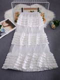 Ocean Spirit Dynamic Mesh Splicing Layer Cake Half Dress Women 2026 Spring Leisure Lazy Can Folded Through The Long Skirt
