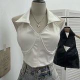 Sexy Hanging Neck Low Chest Lumbar Puskin Sling With Bra Cushion Short Corset 2807