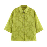 2026 Spring New Women's Clothing Loose Leisure Short Sleeve Clip Shirt Shirt Women