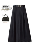 100-Fold Korean Version Of French Vintage Spring 2025 New A-Word Skirt High-Waisted Umbrella Skirt Thin And Long Gray