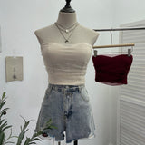 Thai Babes Light Yarn Splicing Braless Sleeveless Top With Short Corset Corset Umbilized Bra Vest 8865