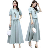 Cotton Dress Two Sets Of 2025 Summer Dress New Women's Belly Thin Dress Short Sleeve Dress Dress