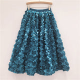 2025 New Three-Dimensional Flower Skirt Women High-Rise Thin And Fluffy Skirt In The Long Fairy Big Swing A Skirt