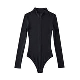 Spring And Autumn Long-Sleeved Blouse Solid Zipper Long-Sleeved New T-Shirt