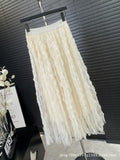 Wave Roll High-End Folded Half-Body Dress Women's Spring 2025 New High-Rise Thin Long A-Word Big Swing Yarn Skirt