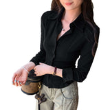Korean Niche Does Not Hit The White Long-Sleeved T-Shirt Girl 2025 Spring New Design Sense Niche Bottom Shirt