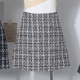 Real Shooting Long-Term Plus Single Lattice Coarse Flowers, Short Skirt Autumn And Winter With High Waist Thin A Word Bag Hip Skirt1920