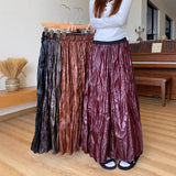 In The Autumn Of 2025, The New Folded High-Waisted 100-Folded Skirt Women's Leather Skirt Texture Of A Niche Pressure Folded Umbrella Skirt