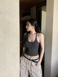 Solid Color Short Sling Vest Woman 2025 Summer New Retro Design Sexy Hot Girl Inside And Outside To Wear Clothes