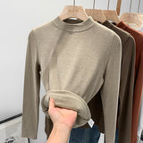 2026 Early Spring Half-Necked Bottom Shirt Women Autumn And Winter Threaded Elastic Soft-Haired Skin Grinding Inside The Coat