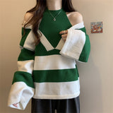 Fake Two Hanging Necks Long-Sleeved Sweater Women 2025 New Autumn And Winter Ocean Loose Thin Chic Top