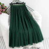 Big Swing Net Dress 2025 Autumn And Winter New Female A Word 20 Pieces Of Splicing Yarn Skirt In The Long Skirt Skirt Umbrella Skirt