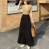 New 100-Fold Skirt Mid-Long Umbrella Skirt Wave Folding Skirt High Waist-High Body Dress