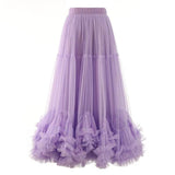 Multi-Layer Cake Dancing Net Dress In The Long Heavy Industry Half-Body Skirt Wood Ear A-Word Swing Ponum Skirt Yarn Skirt