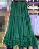 Multi-Layer Cake Dancing Net Dress In The Long Heavy Industry Half-Body Skirt Wood Ear A-Word Swing Ponum Skirt Yarn Skirt