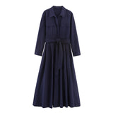 Autumn 2025 New Women's Fashion Casual Loose Silk Shirt Dress 8622654
