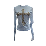 Real Shooting Heavy Industry Design Sense Cross Rivet Water Drill Waste Soil Horn Sleeve Double Mesh Yarn Trinket 2706