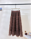 Sweet Heavy Industry Network Saupong Cake Skirt Apricot-Color Lotus Side Layer Feeling Half-Body Skirt Autumn And Winter Horny Fairy Dress
