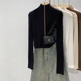 Mahua Half-Neck Knitted Bottom Shirt Women's Autumn And Winter Commute New Slimming Inside A Short Top