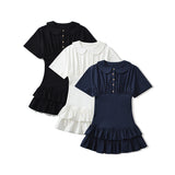2025 Winter New Female Fashion Sexy Hottie Leaves Side Shoulder-Sleeved Doll Dress