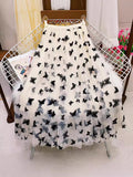 Butterfly Planted Velvet Fairy Net Yarn Half Skirt Dress Dress Women Autumn And Winter Splicing Big Swing 100 Fold Skirts In The Long A-Word Dress