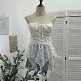 Real Shooting Lace Lace Bocardia Waistcoat Sexy With Chest Pad Irregular Ribbon Hanging Neck Sling Suit 935