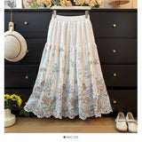 Sweet Little Fresh Flower Embroidery Hollow Skirt Girl Spring 2026 Tight High Waist Thin A Word Big Swing Umbrella Skirt