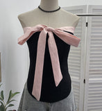 Real Shoot Vietnamese Hottie Bow Tie Bumped Girded Waist Brae Waist Bare Back Tie With Chest Cushion Top 2808