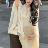 2026 Spring And Summer New Mare Hair Sweater Soft Soft Soft Moonlight Lazy Shawl Knitted Cardigan Dress Woman