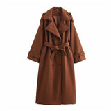 2025 Autumn New Women's Classic British Style Double Row Buckle Trousers Hair Coat Coat Woman