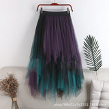 2025 New High-Rise Thin Multi-Layer Irregular Mesh Splicing Cake Skirt In The Long Half Skirt Women's Skirt