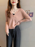 Korean Knitted Cardigan Women's Autumn And Winter New Body-Repair Niche Design With A Short Bottom Long-Sleeved Top Coat