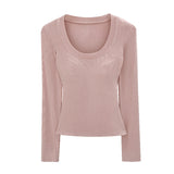 2026 Early Spring With Chest Mat With A Bottom Shirt T-Shirt Commuting New Explosion Can Wear A Repair-In-Wearing Korean Top